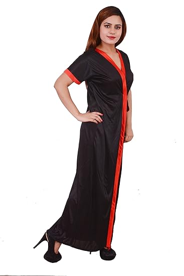 Satin Nighty & Night Gowns - Black