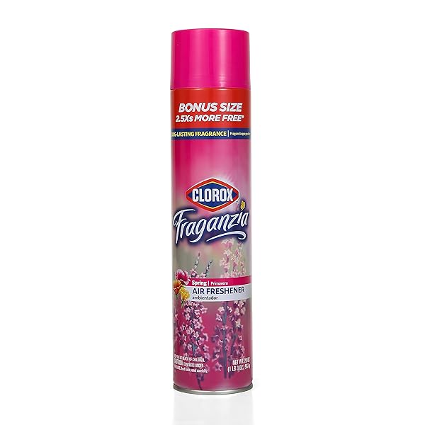 CLOROX FRAGANZIA AEROSOL AIR FRESHENER IN SPRING SCENT | LONG-LASTING AIR FRESHENER SPRAY FROM CLOROX| 20 OZ BONUS SIZE | ROOM AIR FRESHENER SPRAY AEROSOL