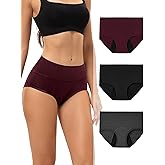 INNERSY Period Underwear for Women Heavy Flow High Waist Cotton Leak Proof Menstrual Panties 3-Pack