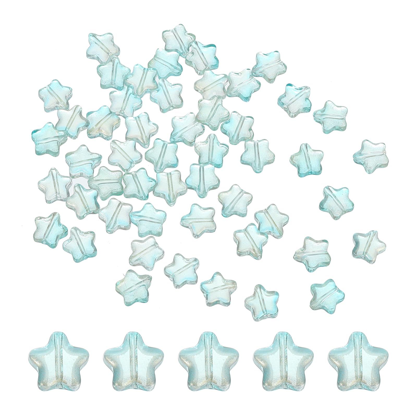 PATIKIL 8mm Crystal Star Beads, 100 Pcs Glass Spacers Bead Star Shaped Charm Pendants for Jewelry Making Bracelet Necklace DIY Crafts, Lack Blue