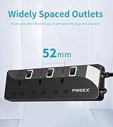 PIBEEX 3 Way Extension Lead 1.5M UK Plug Sockets with Individual Switches view 5