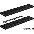 QEEIG Bathroom Shelves 48 inches Long Wall Shelf Large Extra Long 48 x 9 inch Set of 2, Black (008-120B)