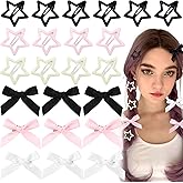 Joez Wonderful 60 Pcs Bow Hair Clips, Satin Mini Hair Bow Clips, Metal Snap Cute Star Hair Barrettes, Small Hair Bows, Non-Slip Fashion Stars Hair Accessories for Women
