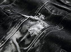 LAMKUKU Mens Denim Jacket Ripped Slim Jean Jacket