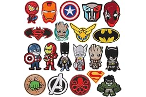 HITOMOSU 20 Pieces Superhero Patches Embroidered Applique Patches,Iron on/Sew on Patches Fabric Repair Patch for Kids Adult Clothes Jeans Jackets Hats Shoes Backpacks