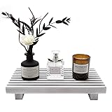 Rustic White Bathroom Counter Tray Wooden Riser