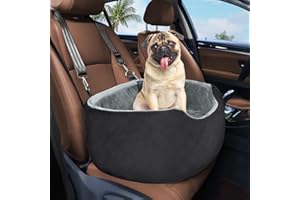 FEPOREN Dog Car Seat for Small & Medium Dogs, Elevated Dog Booster Seat, Detachable & Washable Pet Car Seat for Dogs Up to 35lbs, Dogs Travel Bed with Thick Memory Foam for Front & Back Seats Black/Grey