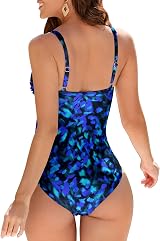 WIN.MAX Aqua Spots Tummy Control Swimsuit Plus Size Ruched Push Up Monokini UK10 view 4