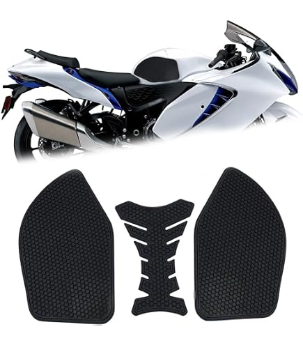 3D Rubber Tank Pad Decal Sticker For Suzuki Hayabusa GSX1300R (1999-2022) - Glossy Black, Scratch-Proof