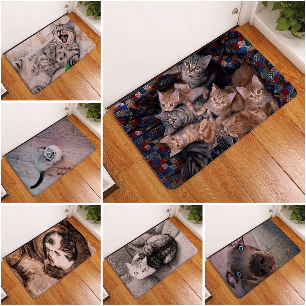 Qenci 3D Doormat, Animal Print Floor Mat Flannel Cushion Non-Slip Kitchen Bathroom Mat Doormat