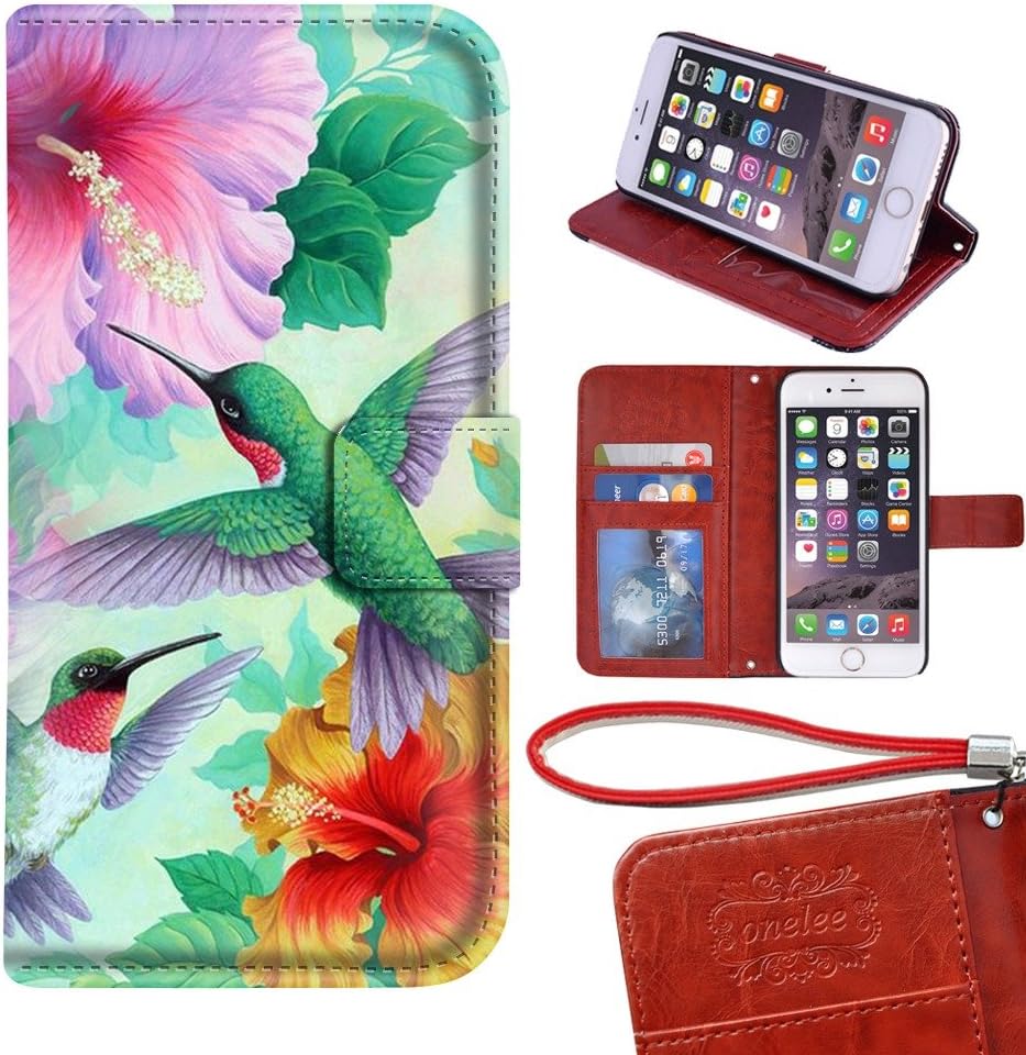 DOFIRI iPhone 6 / 6s Plus Case, Card Slots PU Leather Hummingbird iPhone 6 / 6s Plus Wallet case