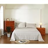 AORISSI 100% French Flax Linen Sheet Set, Bed Sheets Breathable and Durable, 4 Pcs Set - 1 Flat Sheet, 1 Fitted Sheet, 2 Pillowcases, 16 Inch Deep Pocket, All Season (Natural Linen, Queen)