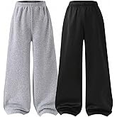 RoseSeek Boy's 2 Packs Sweatpants Elastic Waist Wide Leg Pants Casual Athletic Trousers