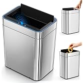 DuckSky 50 Liter/13.2 Gallon Trash Can Touchless Rectangular Motion Sensor Waste Bin with Lid, Soft-Close, Stainless Steel Finish, Fits Any Kitchen, Office or Home