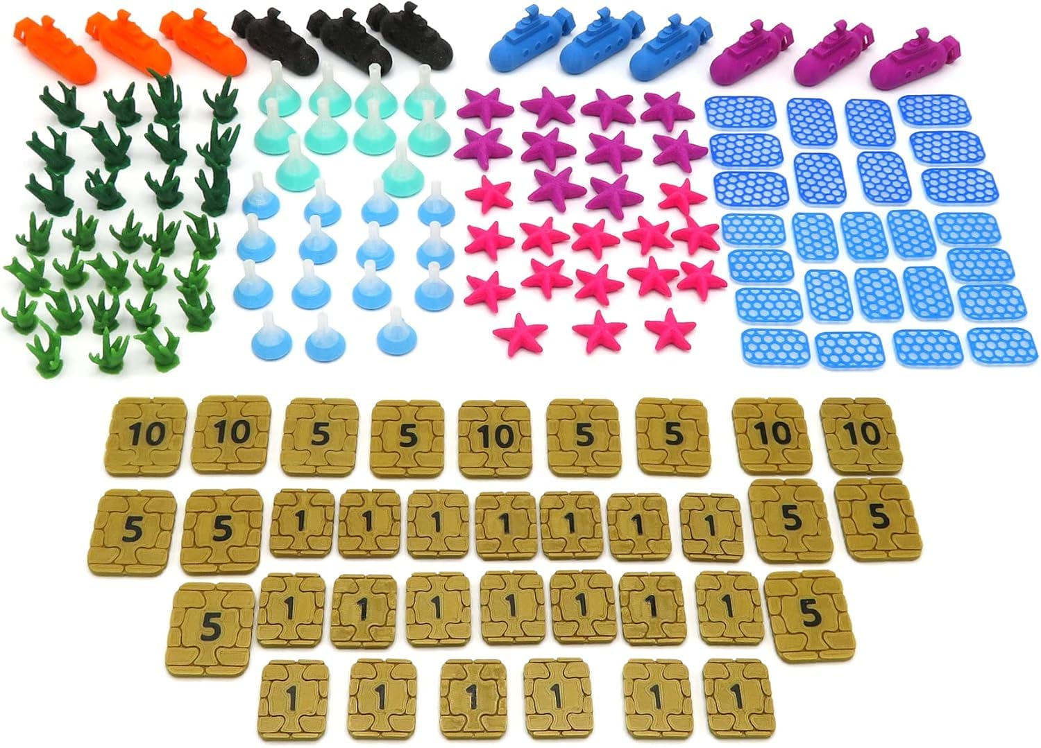 BG Expansions - Underwater Cities™ Premium Complete Pack | 147 Detailed 3D Tokens | Resources, Submarines and Credits | Full Color & Compatible Components