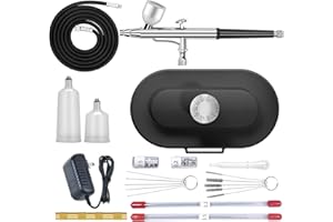 CBVCBV Airbrush Kit 0.2/0.3/0.5mm Nozzle/Sets,Kit with Air Compressor High Pressure Air Brush,Nail Airbrush,Ideal for Nails Art,Makeup,T-Shirt Painting,Cake ecorating DIY Model Crafting (Upgraded Version)