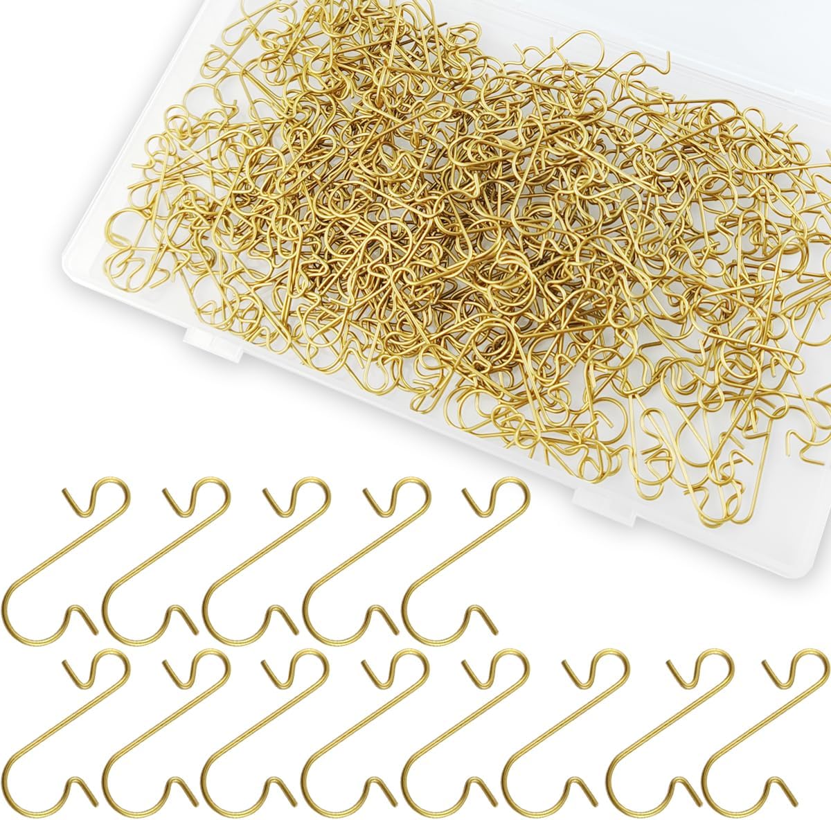 Ornament Hooks - TIHOOD 300PCS Ornaments Hooks, Christmas Ornament Hooks, Hooks for Christmas Ornaments, Ornaments Hooks for Christmas Trees, Christmas Tree Decoration Hangers (Gold)