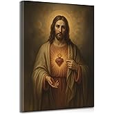 Sacred Heart of Jesus Wall Art Christian Jesus Divine Mercy Portrait Picture Painting Wall Decor Poster Print Artwork for Bedroom Office Living Room Home Decoration
