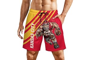 DIYBA4S Men's Football Shorts City Mascots Beach Trunks Casual Pants Game Day Gifts for Football Fans Men S-3XL