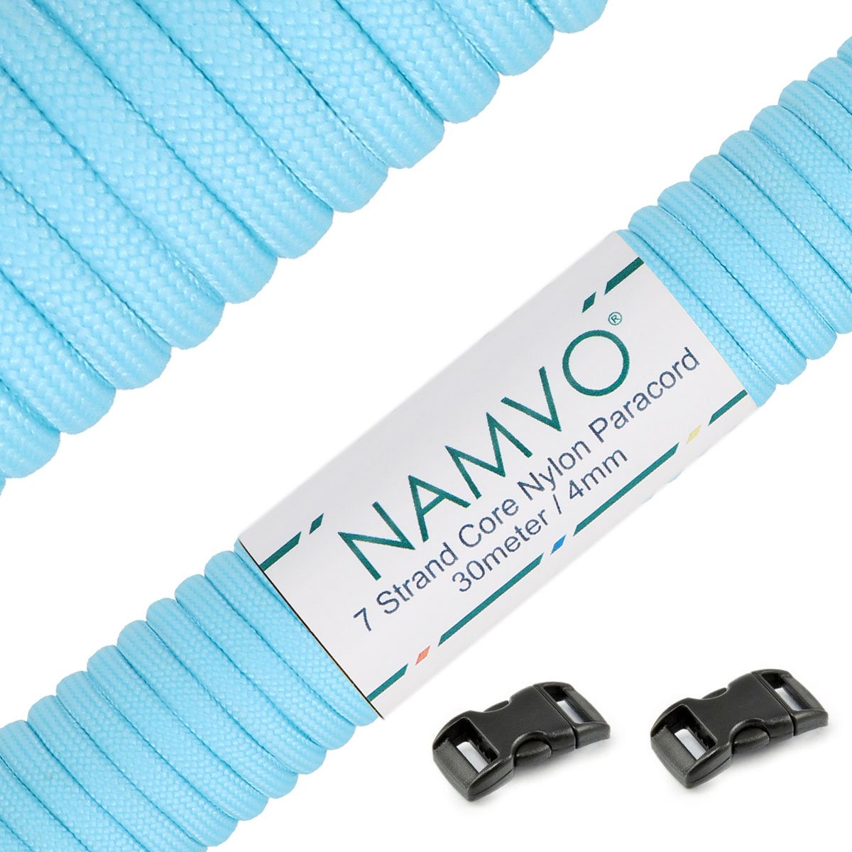 Namvo 550 Luminous Glow in the Dark Paracord Mil Spec Type III 7 strand parachute cord Blue 100ft / 30 Meters