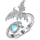SCZKLAQ Dragon Rings for Women 925 Sterling Silver Moonstone Ring Adjustable Dragon Jewelry for Women