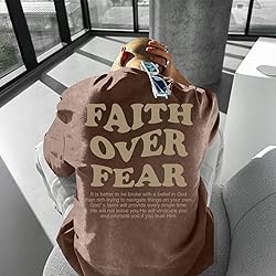 Kelxjia Christian Shirts for Men Faith Over Fear