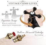 Wasserrhythm Victorian Basin Pillar Taps Pair Black Mono Cross Lever view 3