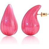 LAYWAF Big Hoop Earrings for Women Trendy, Teardrop Dangle Earrings Jewelry, Hypoallergenic 22K Gold Plated Stainless Steel Posts, Nickel Free Chunky Stud Earrings, Designer Duped Jewelry