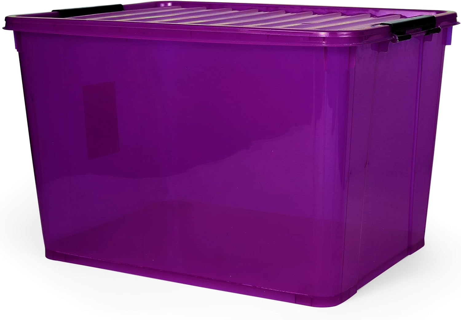 Multipurpose Storage Box with Lid Transparent 100 litres Purple