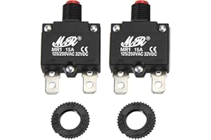 RKURCK 15 Amps Thermal Circuit Breakers 125/250V AC 32V DC Push Button Manual Reset Overload Protector Switch 15A 2 Pack