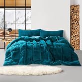 Chunky Bunny Yoga - Coma Inducer&reg; Queen Oversized Comforter - Teal Blue | Experience Coma Worthy Sleep with Plush Faux Fur Extra Large Bedding