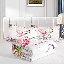 CVHOUSE Butterfly Comforter Set Full Size,Flower