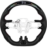LOSCHEN Carbon Fiber Steering Wheel for Ford Mustang V6/GT/Shelby GT500 2018-2023, Real Carbon Fiber Nappa Perforated Leather, LED Display Shift Indicator Steering Wheel for Mustang 2018-2023