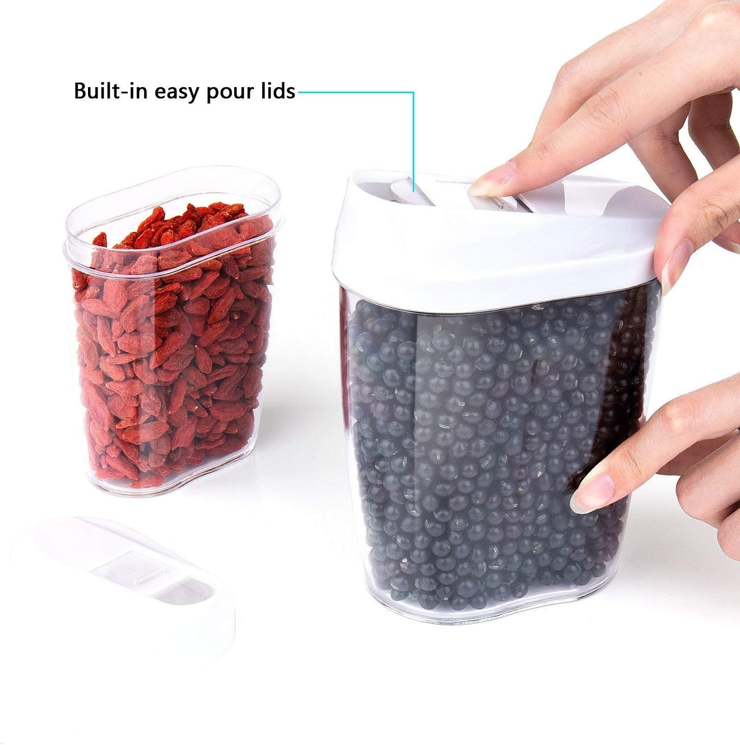 Czemo Cereal Containers for Storage, Set of 5pcs Dry Food Kitchen Storage Box Dispenser Container with Air Tight Lid BPA Free & Food Grade Plastic - Image 4