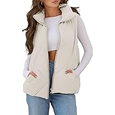 MEROKEETY Womens 2025 Puffer Vest Sleeveless Zip Up Quilted Coat Stand Collar Gilet Jacket With Pockets