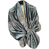 WaJuemy Elegant Silk Scarf Shawl for Women Lightweight Floral Satin Scarf Trendy Silky Scarves Headscarf Neck Shawls Wraps