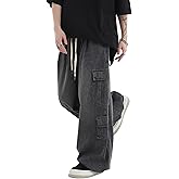 Mens Baggy Jeans Y2K Hip Hop Cargo Pants Harajuku Wide Leg Demin Joggers Emo Alt Streetwear Jeans