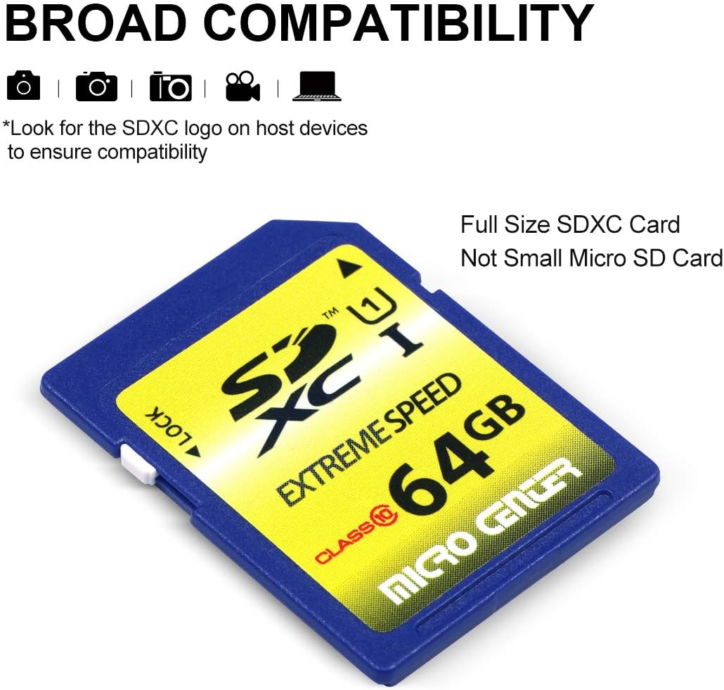 Micro Center 64GB SD Card Class 10 SDXC Flash Memory Card (2 Pack): Computers & Accessories