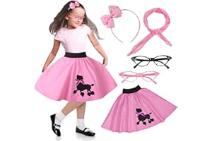 FAYBOX Poodle Skirt for Girls 50s Costume Accessory 100 Days of School Costume for Kids Halloween Costume