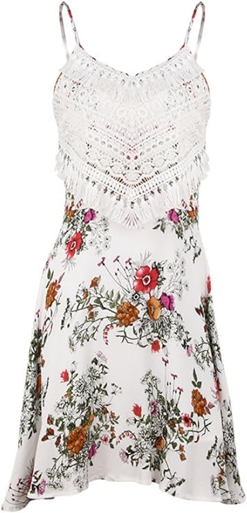 sexy tassel splicing sling sleeveless evening dress