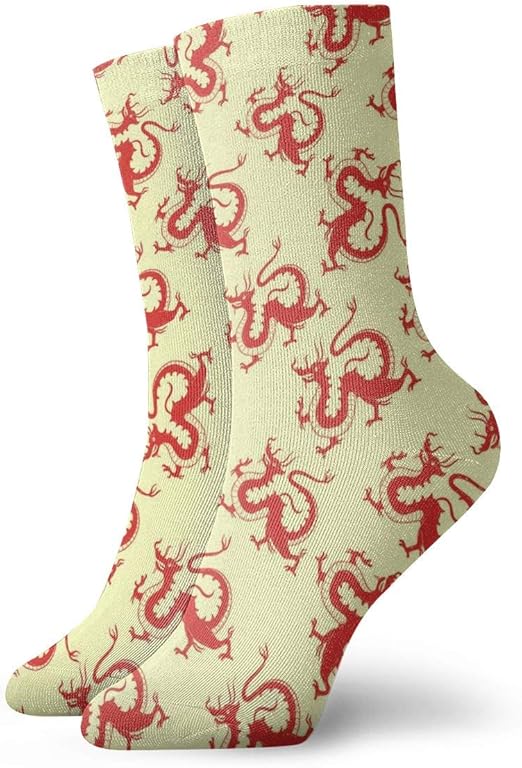 Fun Dress Socks Traditional Chinese Dragon Colorful Fashion Funky