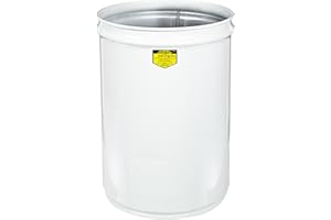 Justrite 26001W Cease-Fire Steel Drum, 12 Gallon Capacity, 14-1/2" OD x 20-1/4" Height, White