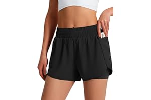 Ksmien Women's Running Shorts Quick Dry Lightweight Athletic Workout Shorts with Liner Phone Pockets