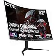 KTC 32Inch 240Hz Curved Gaming Monitor, 1000R VA, QHD(2560x1440p), 4000:1 Contrast, Support FreeSync GSync, HDMI2.0(144hz)/DP1.4(240hz)/Earphone, Tilt, Xbox PS5 Switch, 2K Computer Monitor for Gamer