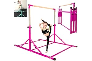 PreGymnastic Foldable Gymnastics Bar, 6FT Gymnastic Horizontal Bars, Folding Training Bar for Kids and Teenagers 3-18, Weight Limit 500 LB, Adjustable kip Bar,Children Home Gym Equipment Indoor
