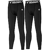 G Gradual Boys' Compression Pants Youth Thermal Base Layer Fleece Tights Sports Basketball Leggings for Boys