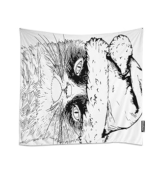 Amazoncom Moslion Cat Tapestries Sketch Of Cute Kitten