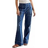 1901 SOCIETY Womens Mid Rise Wide Leg Jeans Casual Baggy Cropped Barrel Jeans Trendy Long Denim Pants with Pockets