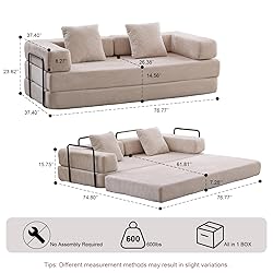 Convertible Sleeper Sofa Bed, Compression Folding