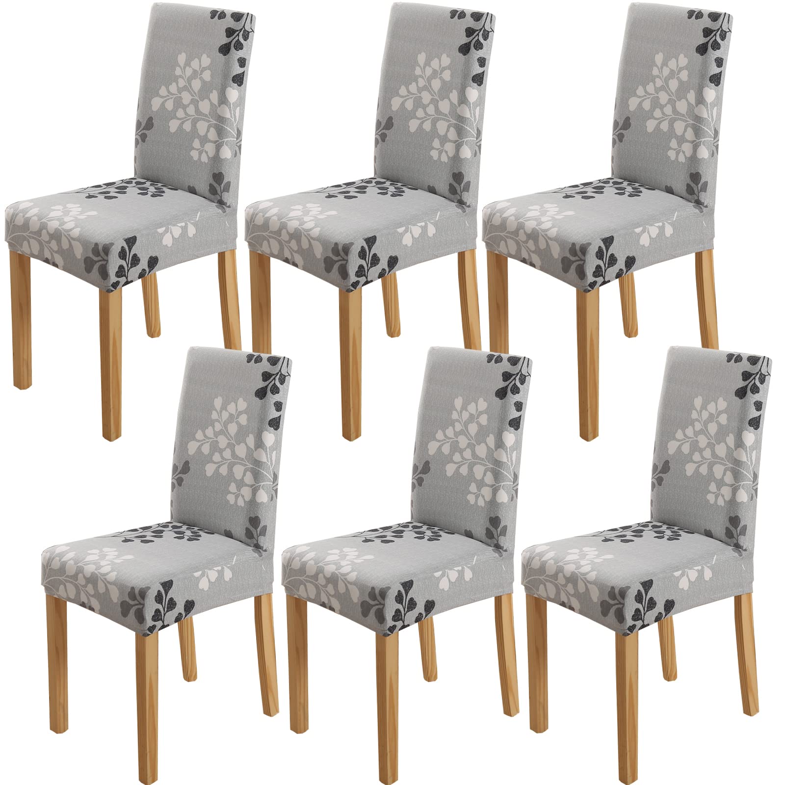 HZDHCLH Chair Covers Slipcovers 4/6 PCs Stretch Removable Washable Short Dining Chair Protector Cover Seat for Hotel,Dining Room,Ceremony（Autumn leaves,6 PCS）